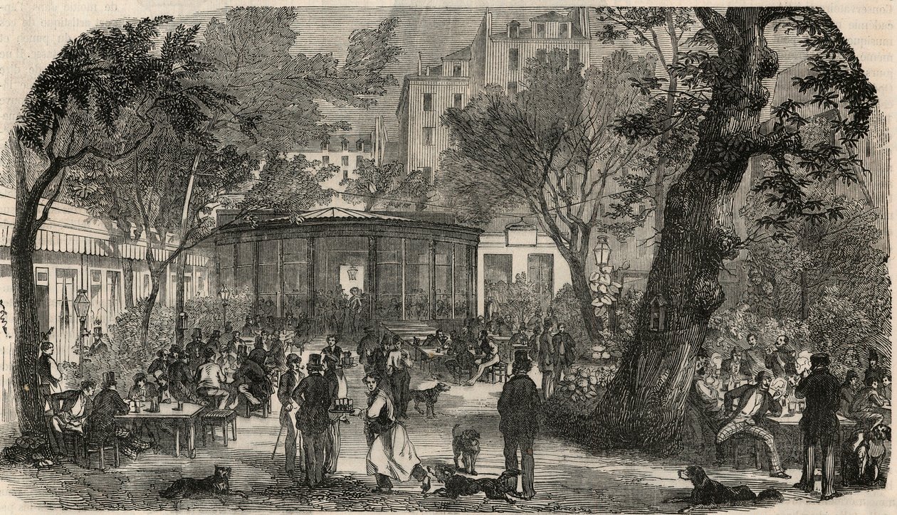 Stempel av Cheval Blanc i Paris på 1800-tallet - Gravering i "Tableau-de-Paris"" av Edmond Texier 1852 av French School