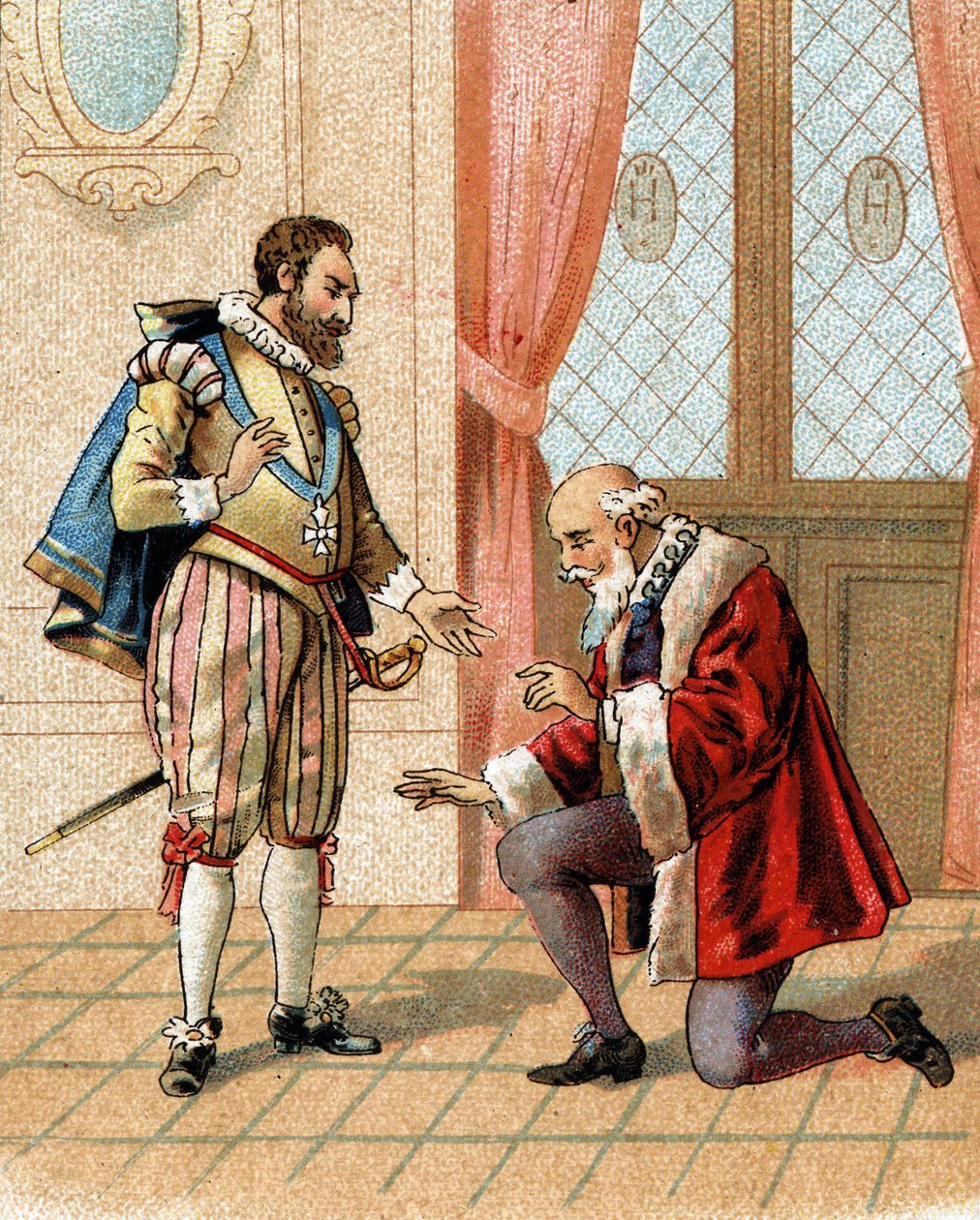 Stand up, my friend, your enemies will say that I forgive you said King Henry IV to Maximilian of Bethune (Duke of Sully) (1559-1641) in 1598 who had kneeled down after a lively discussion. av French School