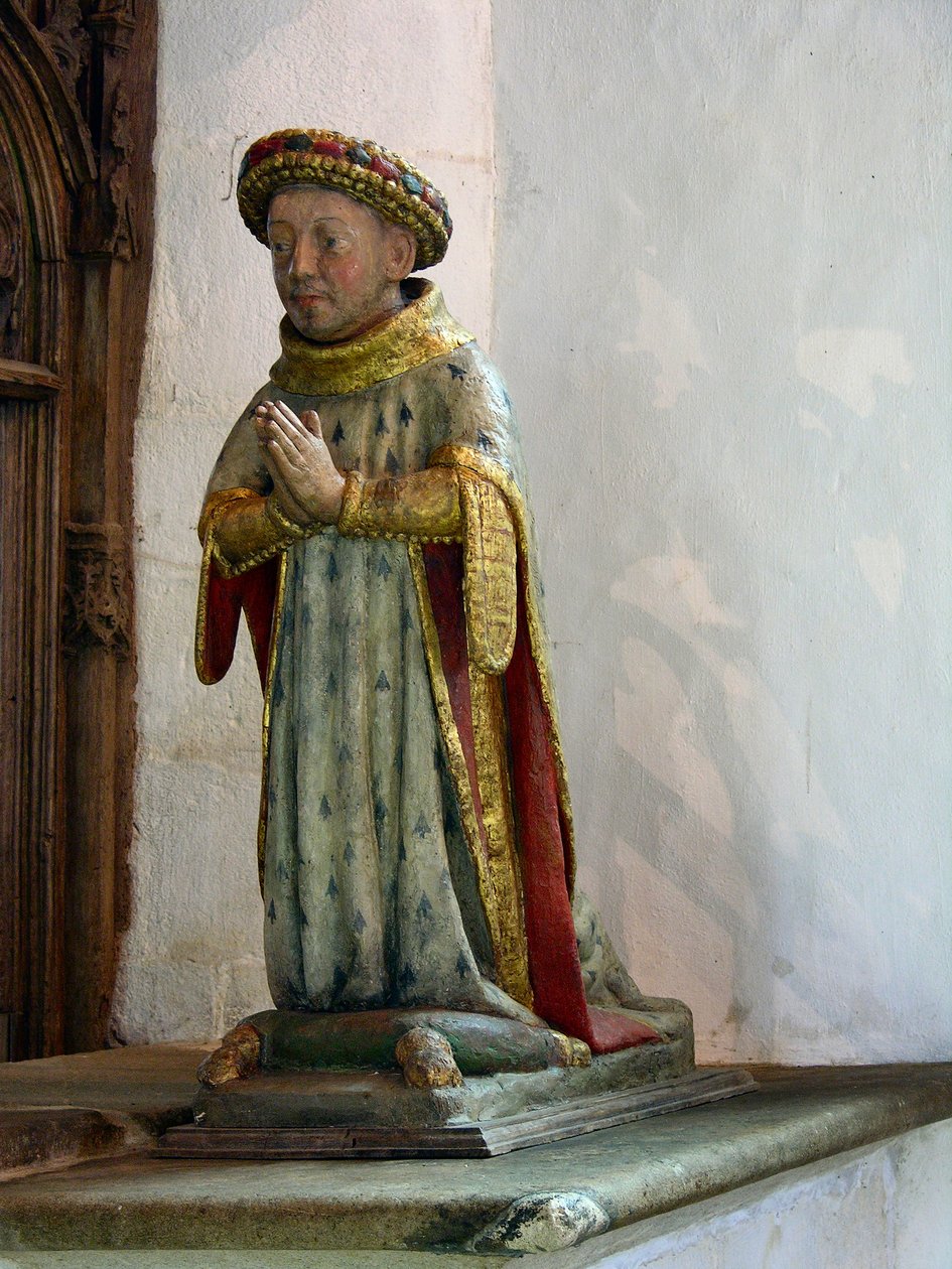 Statue av Jean V, hertugen av Bretagne (polykromt tre) av French School