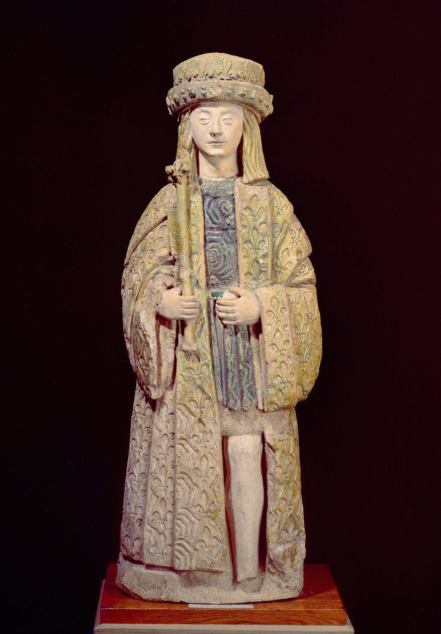 Statue av St. Louis (1214-70), slutten av 1400- eller begynnelsen av 1500-tallet (glasert terrakotta) av French School