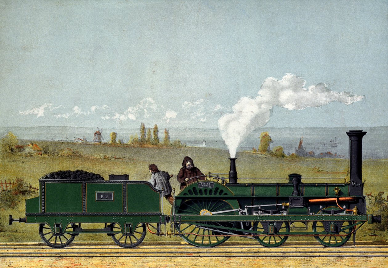 Dampmaskin på Strasbourg Railway, 1852 av French School