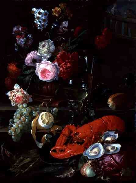 Still Life with Lobster, ca. 1700 (olje på lerret) av French School