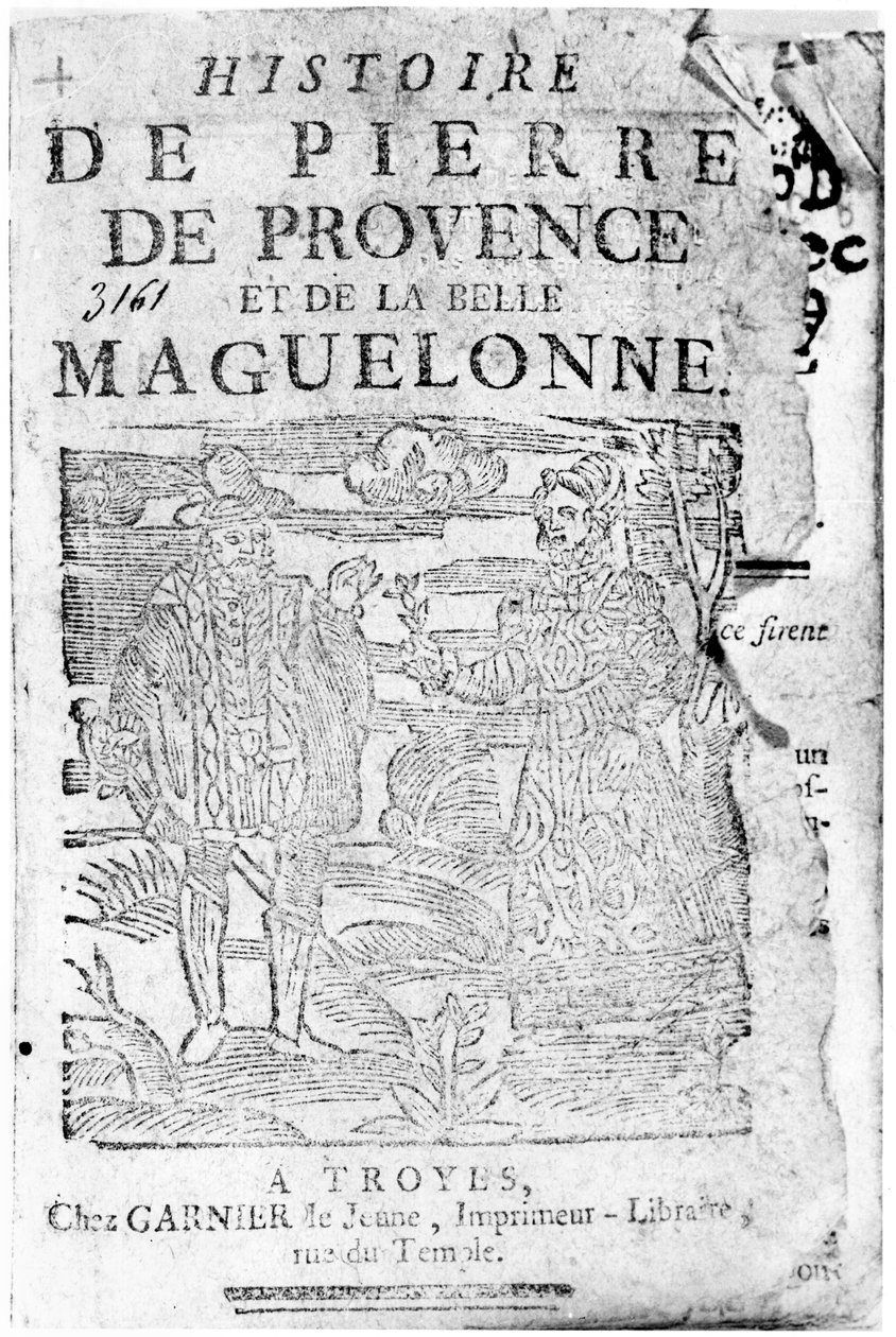 Historien om Pierre de Provence og Belle Maguelonne, Bibliotheque Bleue, Troyes, 1738 av French School