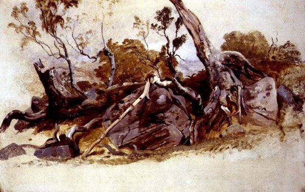 Study of Trees, ca. 1825 (olje om bord) av French School