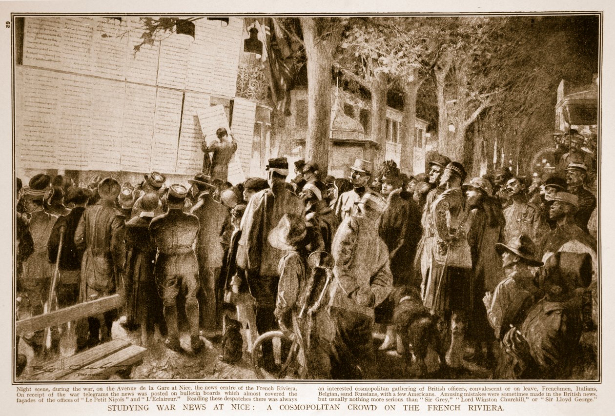 Studerer krigsnyheter i Nice: A Cosmopolitan Crowd on the French Riviera, 1914-19 av French School