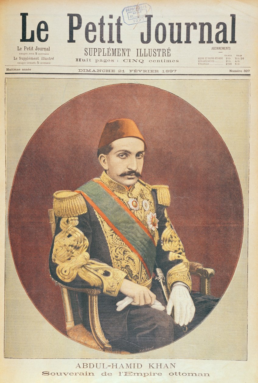 Sultan Abd al-Hamid Khan II (1842-1918) Suveren av det osmanske riket, fra Le Petit Journal, 21. februar 1897 av French School
