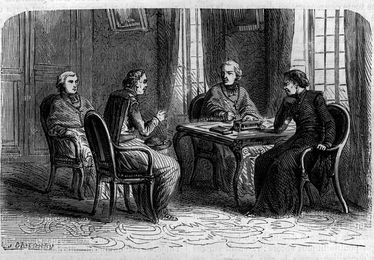 Jesuitenes overordnede råd under pave Gregoire XVIs pontifikat (mellom 1831 og 1846). Gravering i "Histoire des Papes-Rois-Queen and Empereurs a travers les centuries"" av Maurice Lachatre av French School