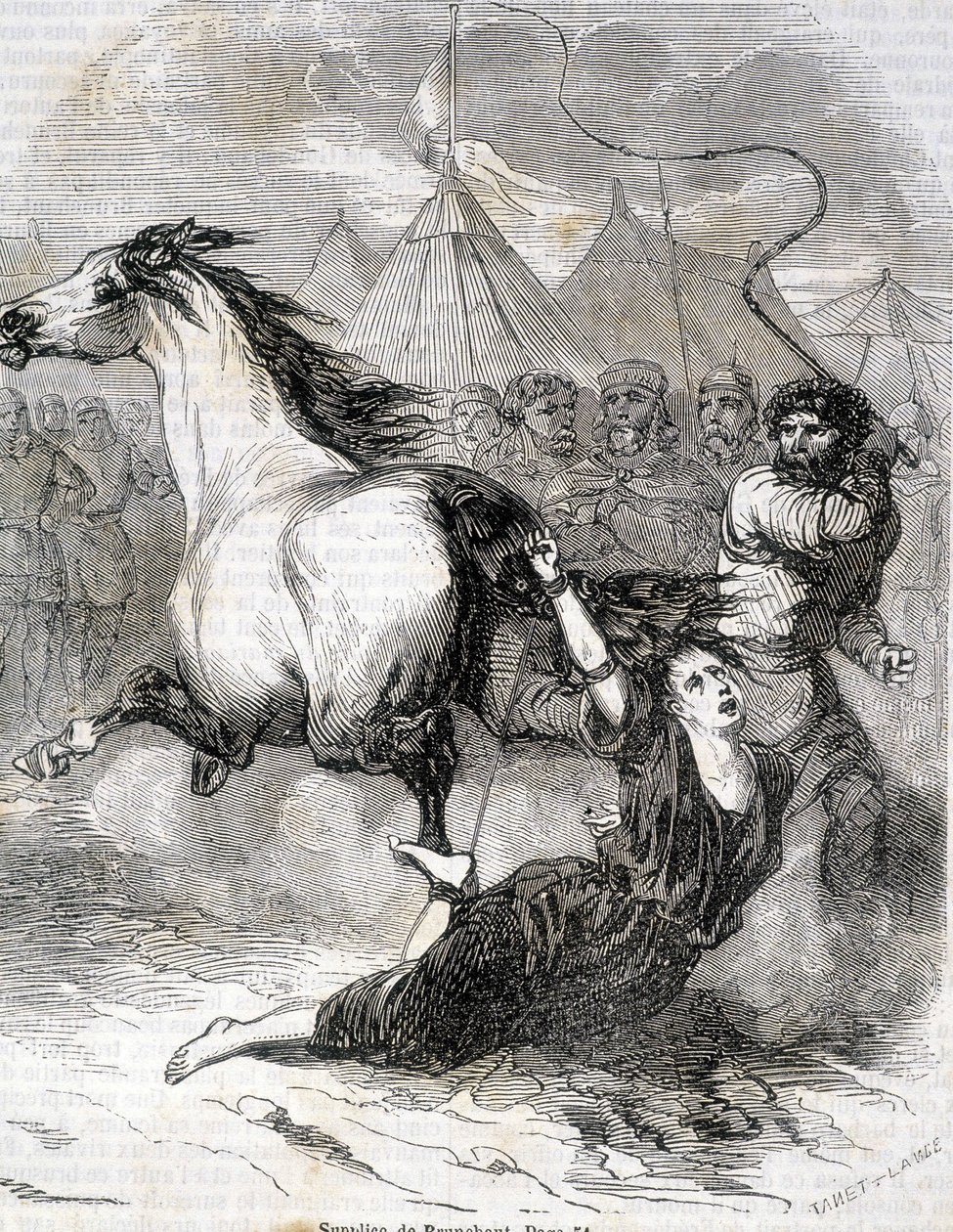 Torment of Brunehaut (eller Brunehilde) (613) - i «Histoire de France» av L.-P. Anquetil av French School