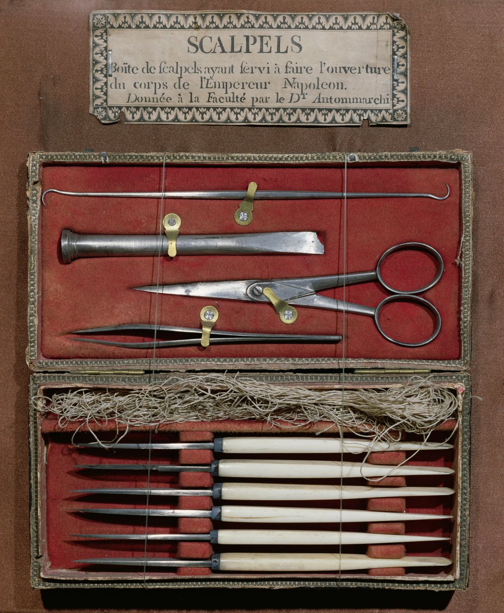Kirurgiske instrumenter brukt av doktor Antommarchi for disseksjon av keiser Napoleon I (1769-1821) av French School