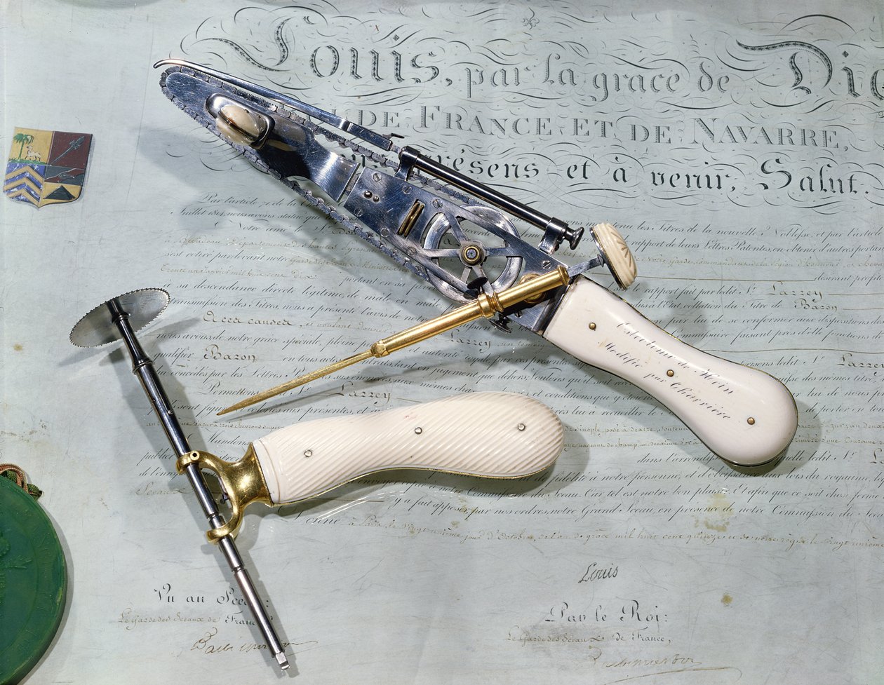 Kirurgiske instrumenter brukt til amputasjon på tiden til baron Dominique Jean Larrey (1766-1842) av French School