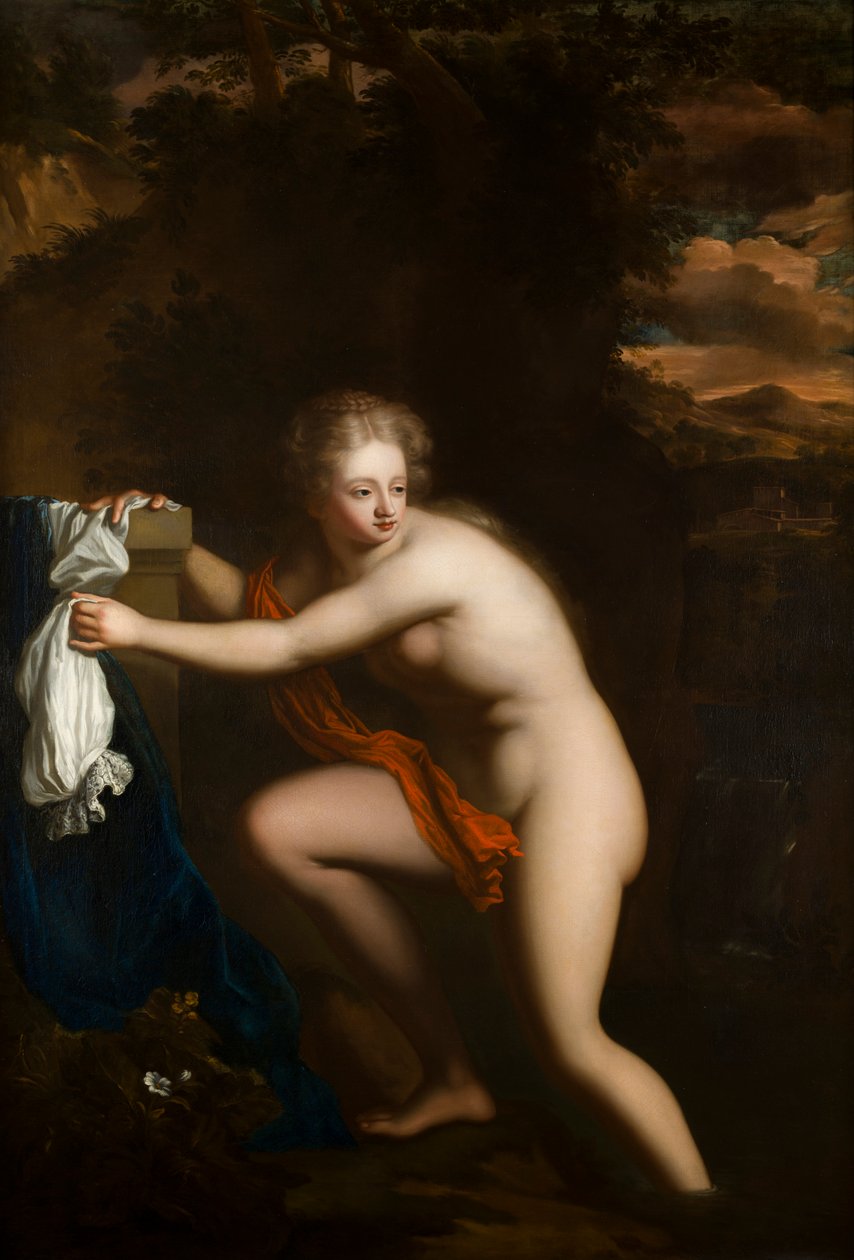 Susannah at her Bath, ca. 1600-99 (olje på lerret) av French School