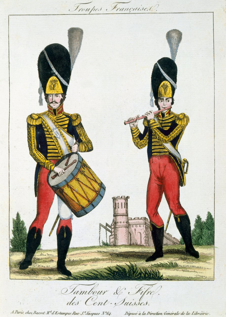 Swiss Guard, Tambour and Fife Players, ca. 1790 av French School