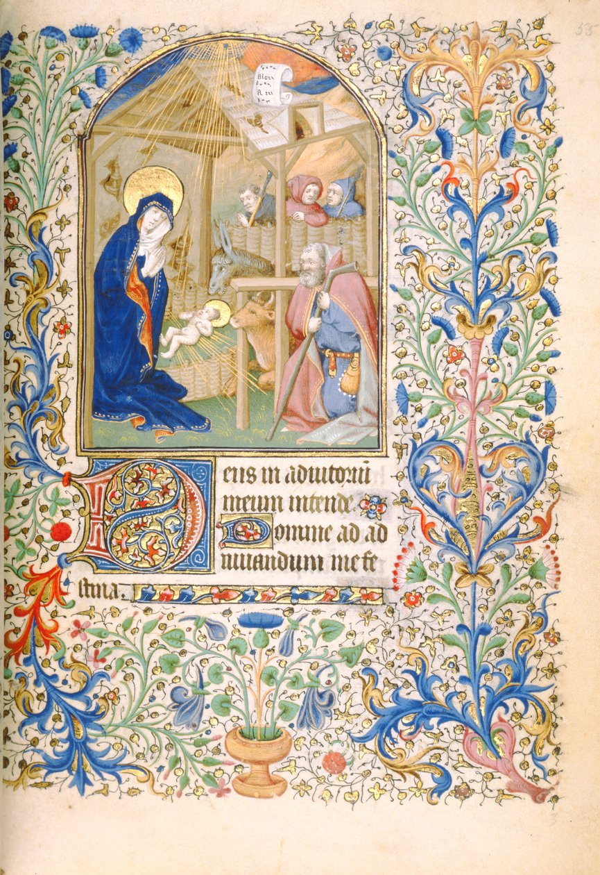 T.2629 Ms 63 f.55r The Nativity (Use of Paris) c.1460 av French School