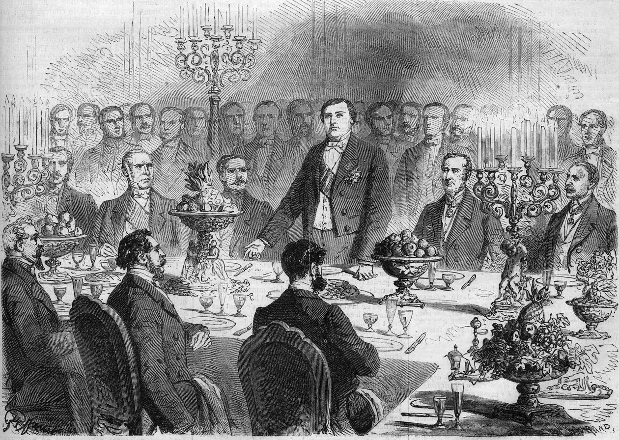 Hedersbord ved banketten som ble tilbudt M. de Lesseps av aksjonærene i Suez-kanalen, den 11. februar 1864, i Palais de l