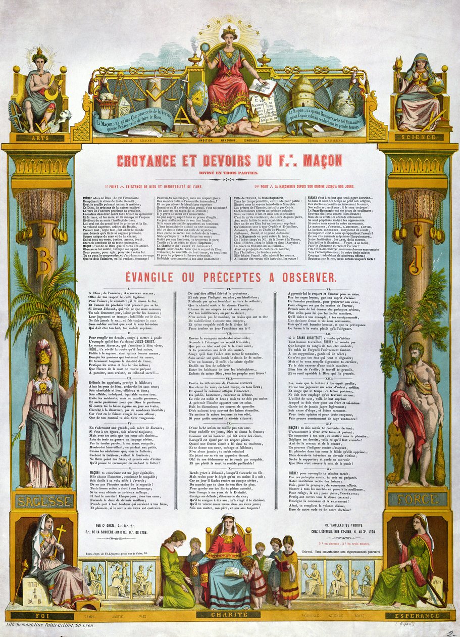 Table of Beliefs & Duties of a Freemason, 2. halvdel av det nittende århundre av French School