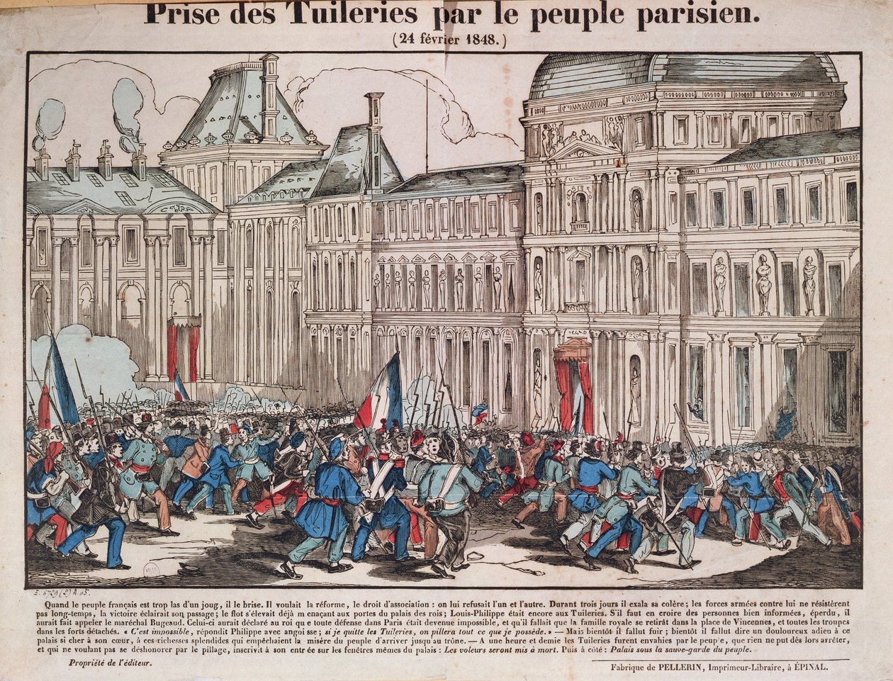 Inntak av Tuileriene av det parisiske folk, 24. februar 1848 av French School