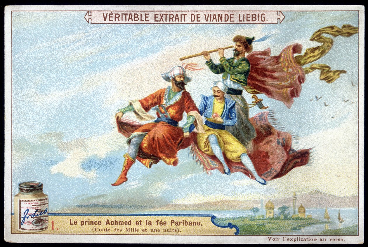 Tale of 1001 Nights (Tales of Thousand One Nights): Prins Achmed og Fairy Paribanu - chromo. av French School