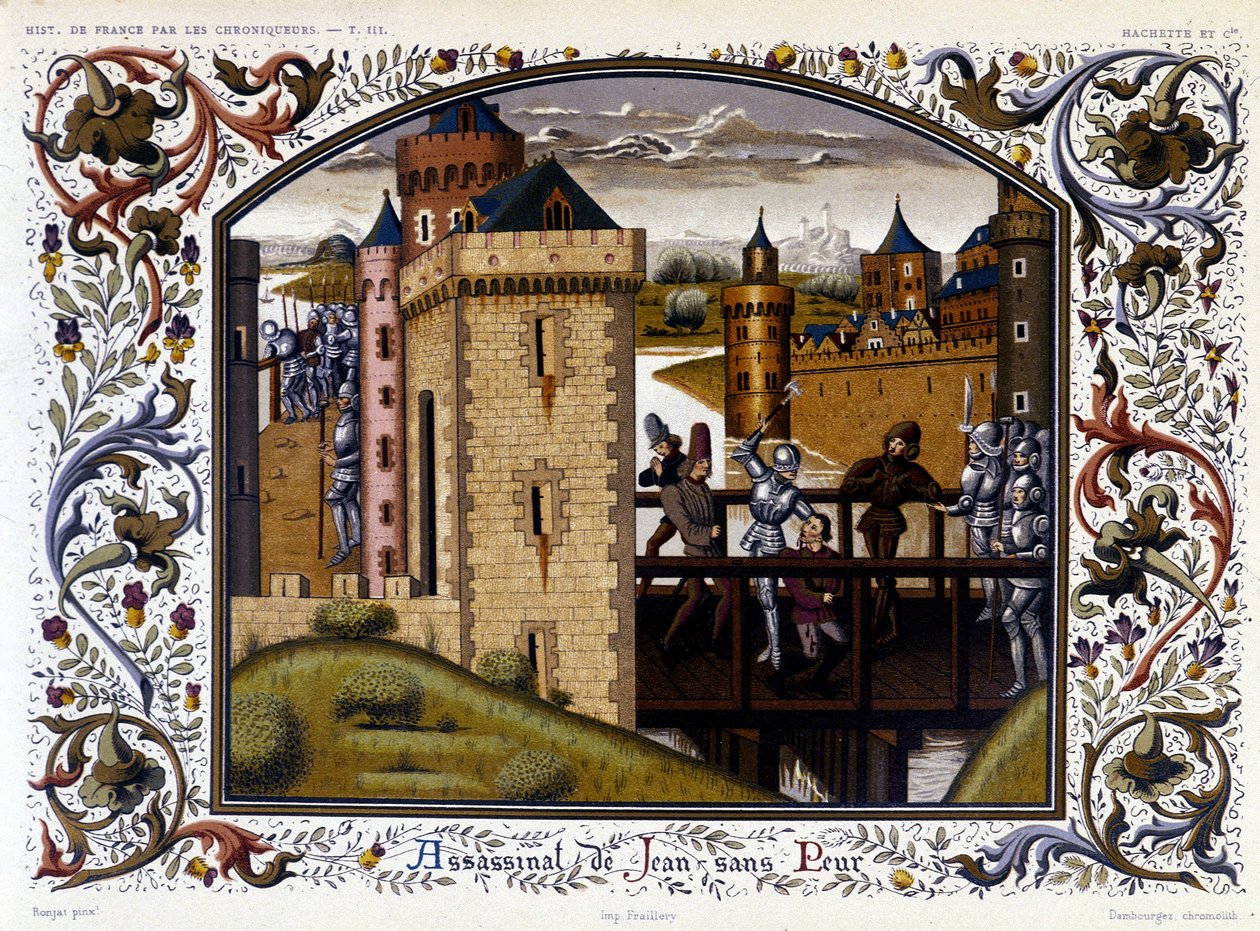 Tanguy du Chatel myrder Jean uten frykt ved Montereau-broen av French School