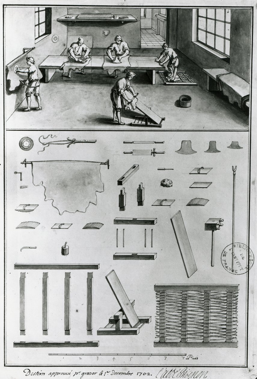 Tanners, fra Descriptions of Arts & Crafts av Denis Diderot (1713-84), publisert ca. 1770 (s/h foto) av French School