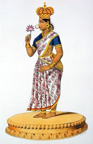 Tchitralekha kone til Kouvera, gravert av C. de Motte (1785-1836) (farge litho) av French School