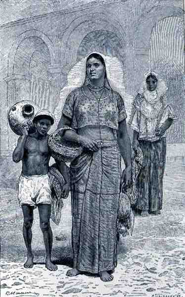 Tehuantepec Women, fra The Ancient Cities of the New World, av Claude-Joseph-Desire Charnay, pub. 1887 av French School