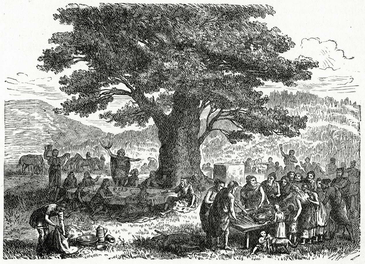Teutoner nyter ferie, ca. 1882 (tregravering) av French School
