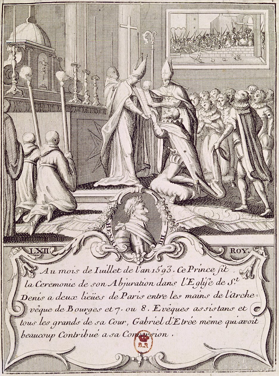 Abjuration of Henri IV (1553-1610) ved St. Denis, juli 1593 av French School