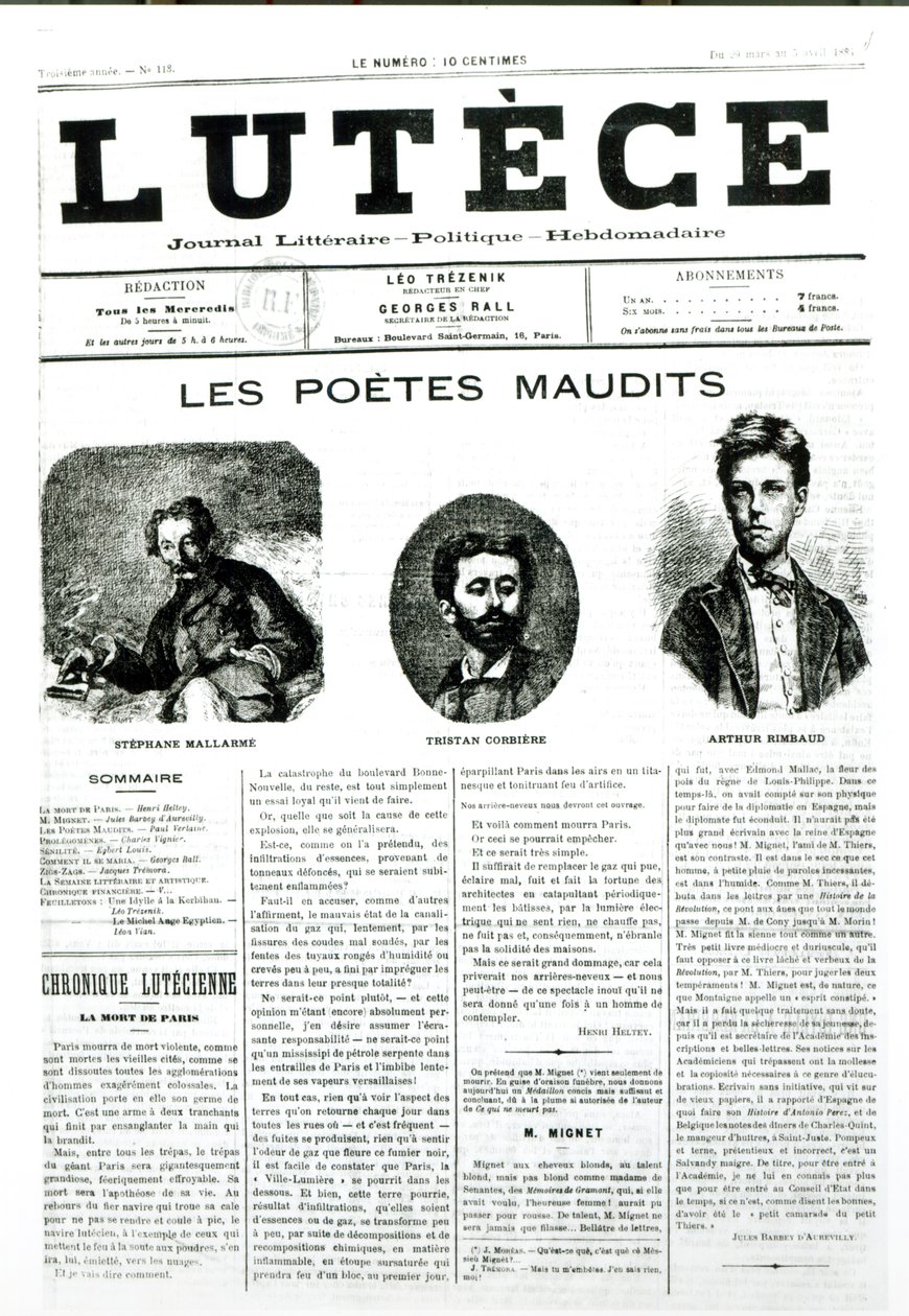 The Accursed Poets, forside av avisen Lutece, 1884 av French School