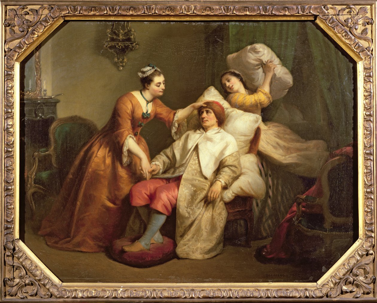 Skuespilleren Bonneval i rollen som Argan i Molieres skuespill Le Malade Imaginaire av French School