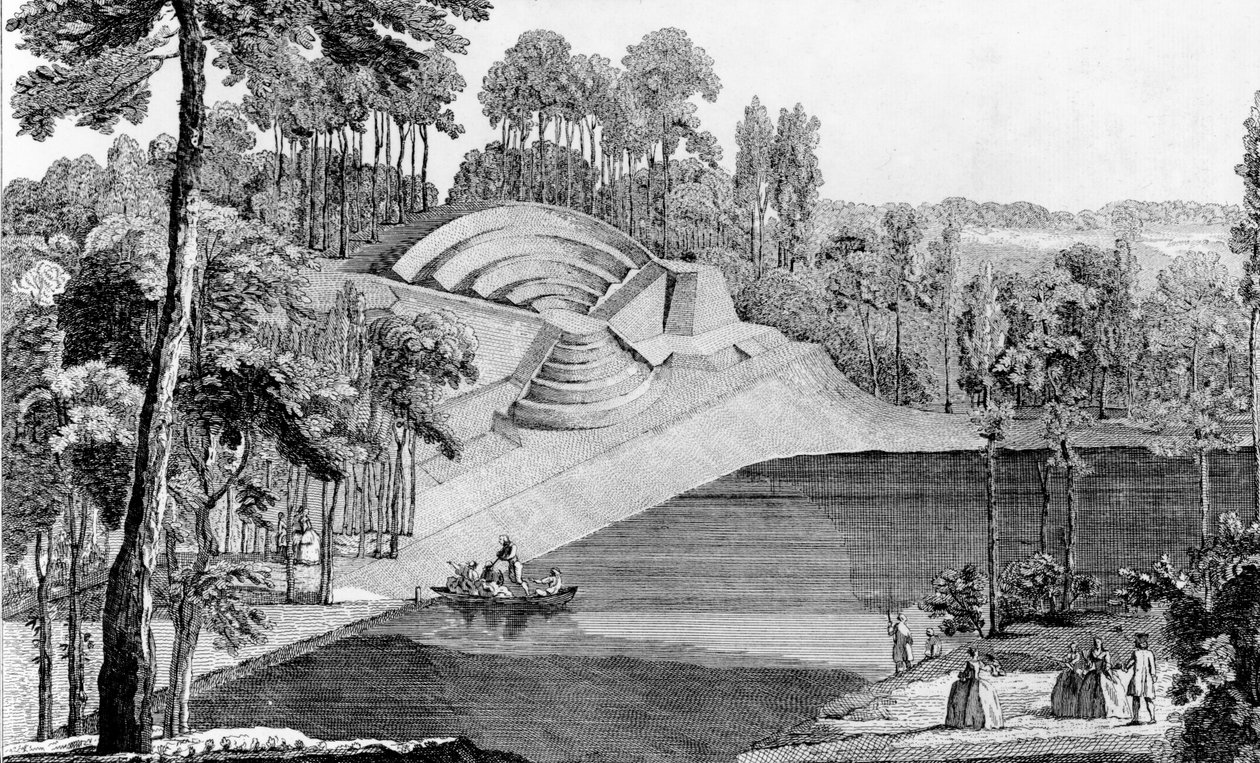 The Amphitheatre of Claremont, 6 Leagues from London, fra Details des Nouveaux Jardins a la Mode, av George Louis le Rouge, utgitt ca. 1770-87 av French School