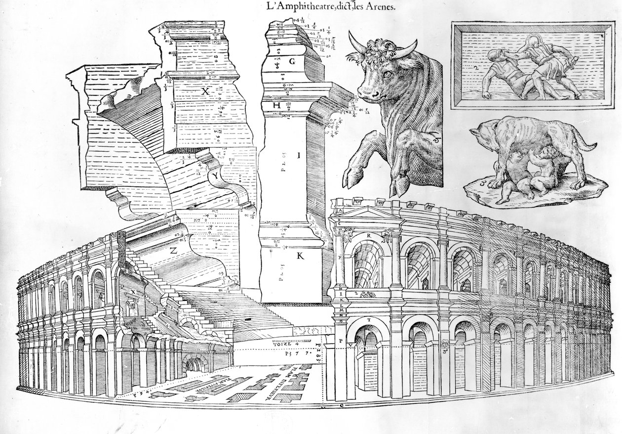 The Arena of Nimes, illustrasjon fra Discours historial de l
