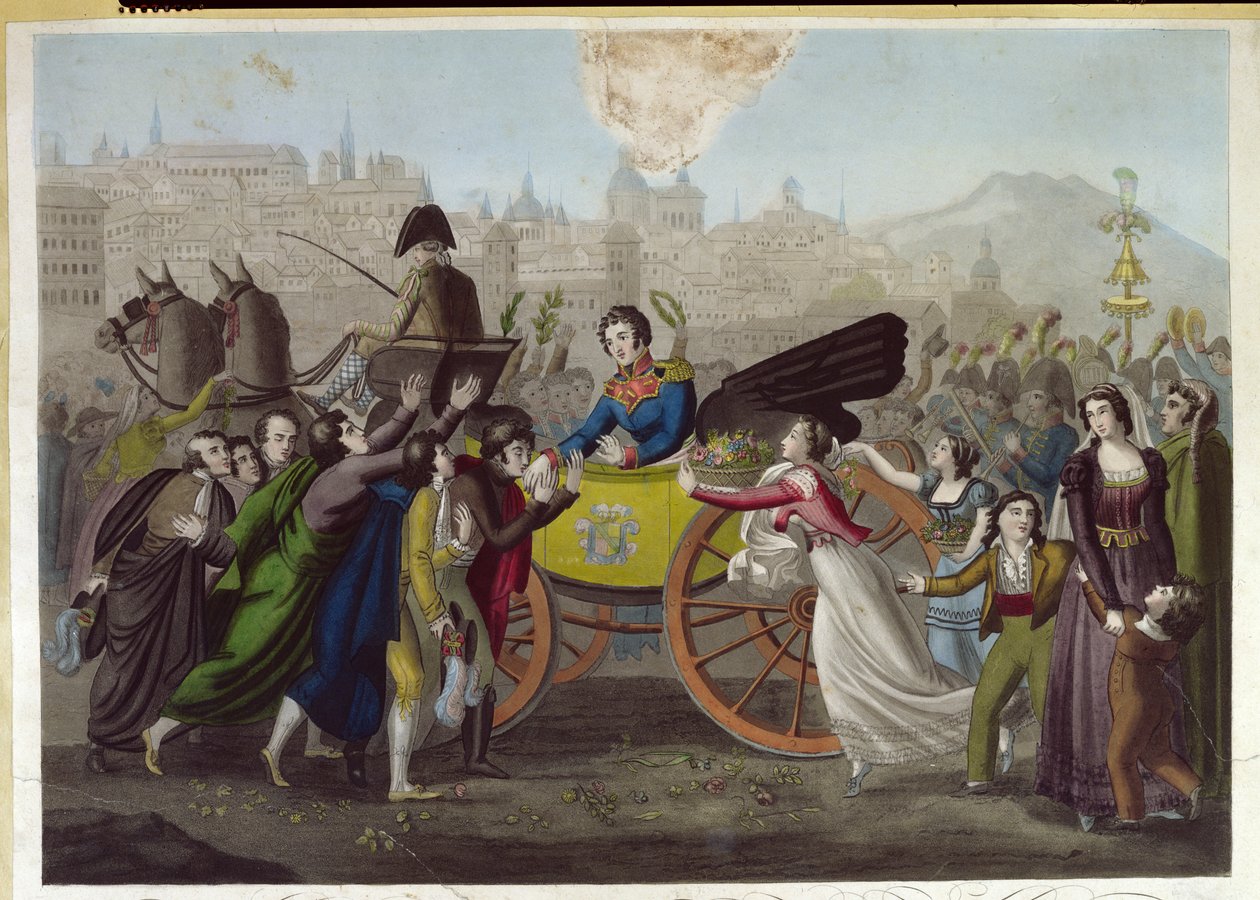 Ankomsten til general Juan Facundo Quiroga (1790-1835) i Madrid 24. juni 1820 av French School