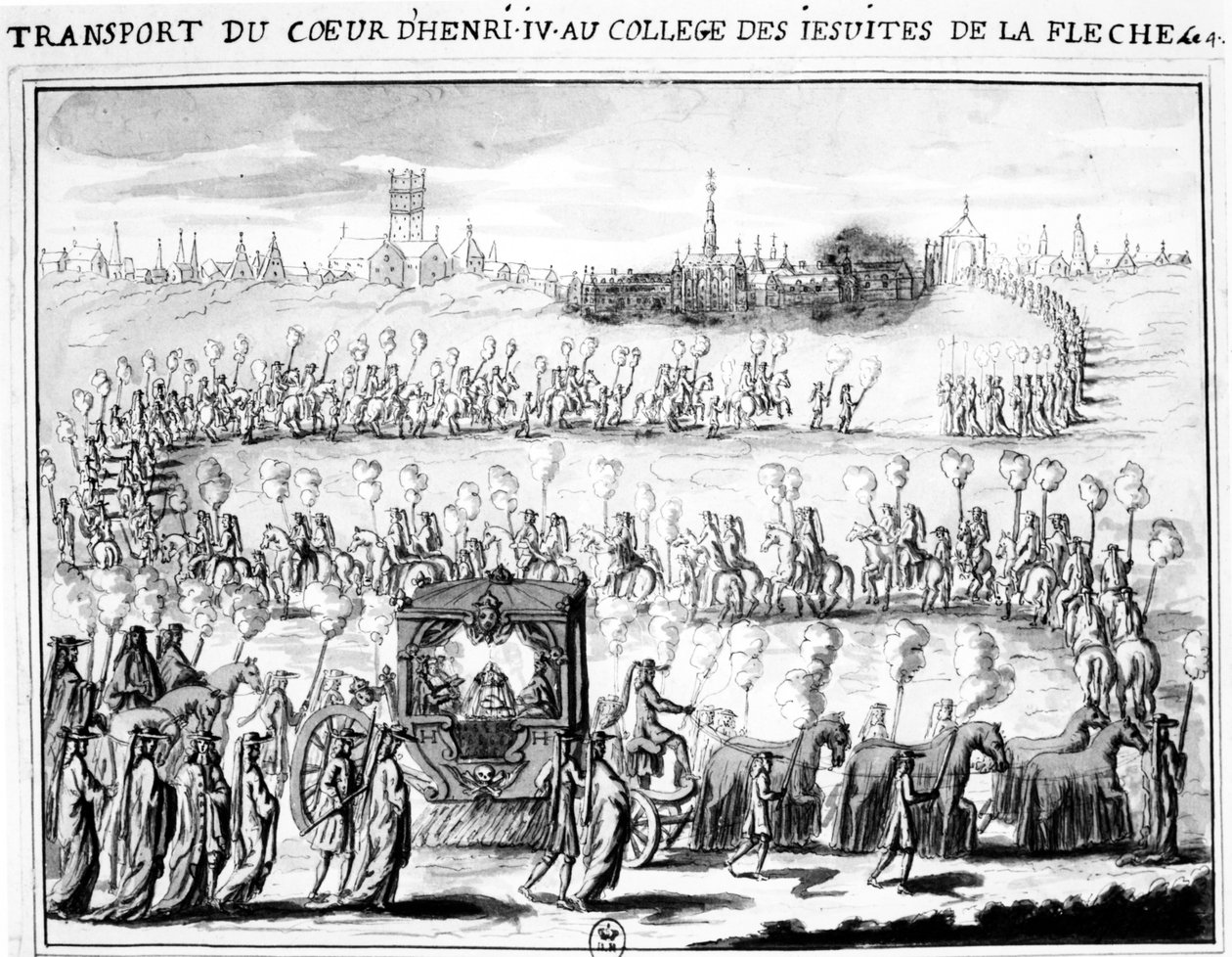 Ankomsten av hjertet til Henri IV ved College of La Flèche 4. juni 1610 av French School