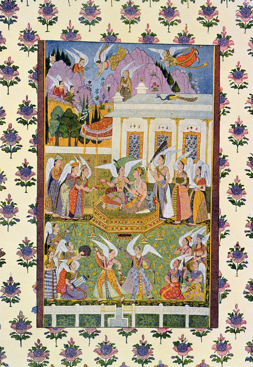 The Assembly of Efrits and Djinn, illustrasjon fra The Arabian Nights, 1895 (fargegravering) av French School