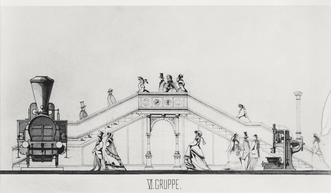 Den østerrikske paviljongen ved Exposition Universelle i 1867 (litho) av French School