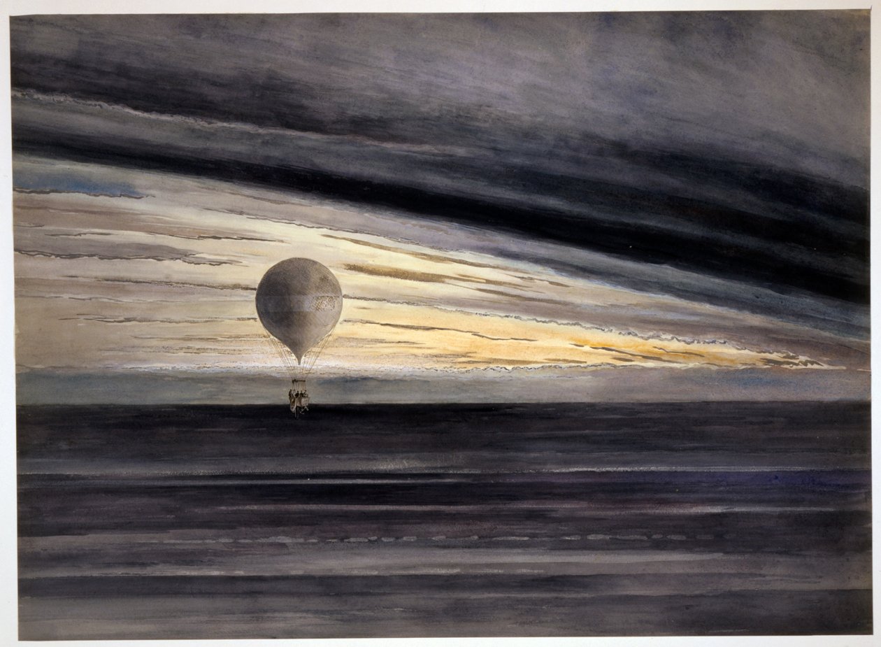 Ballongen, Zénith, under en langdistanseflyvning fra Paris til Bordeaux i mars 1875, pub 1875-1880 av French School