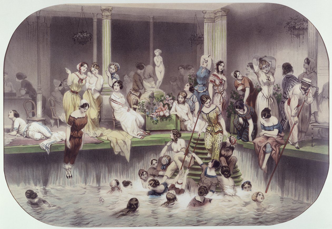 The Baths at Hotel Lambert, Ile Saint-Louis, Paris, midten av 1800-tallet av French School