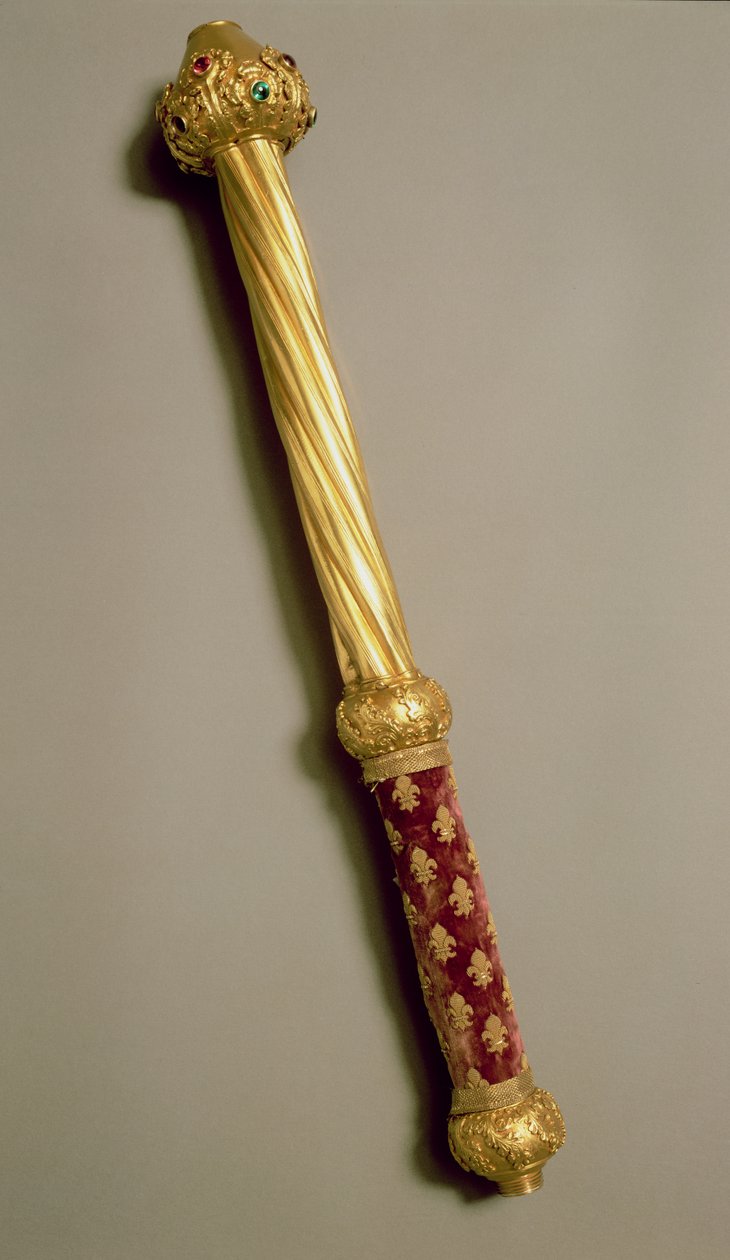 Stafettpinnen til Guillaume de Roquemont, 1384 (gull, vermeil, fløyel og edelstener) av French School