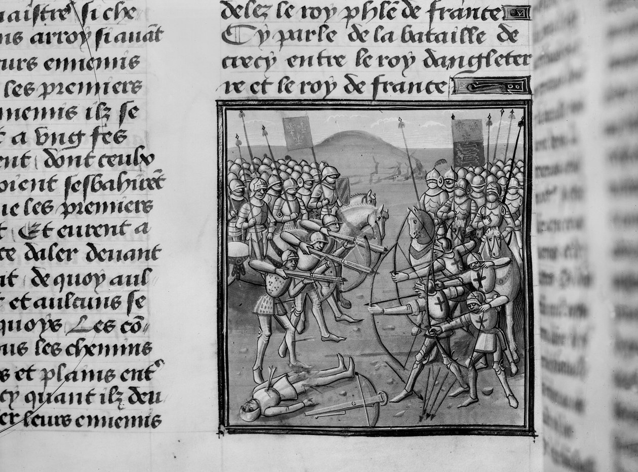 Slaget ved Crecy i 1346 fra Froissarts Chronicles av French School