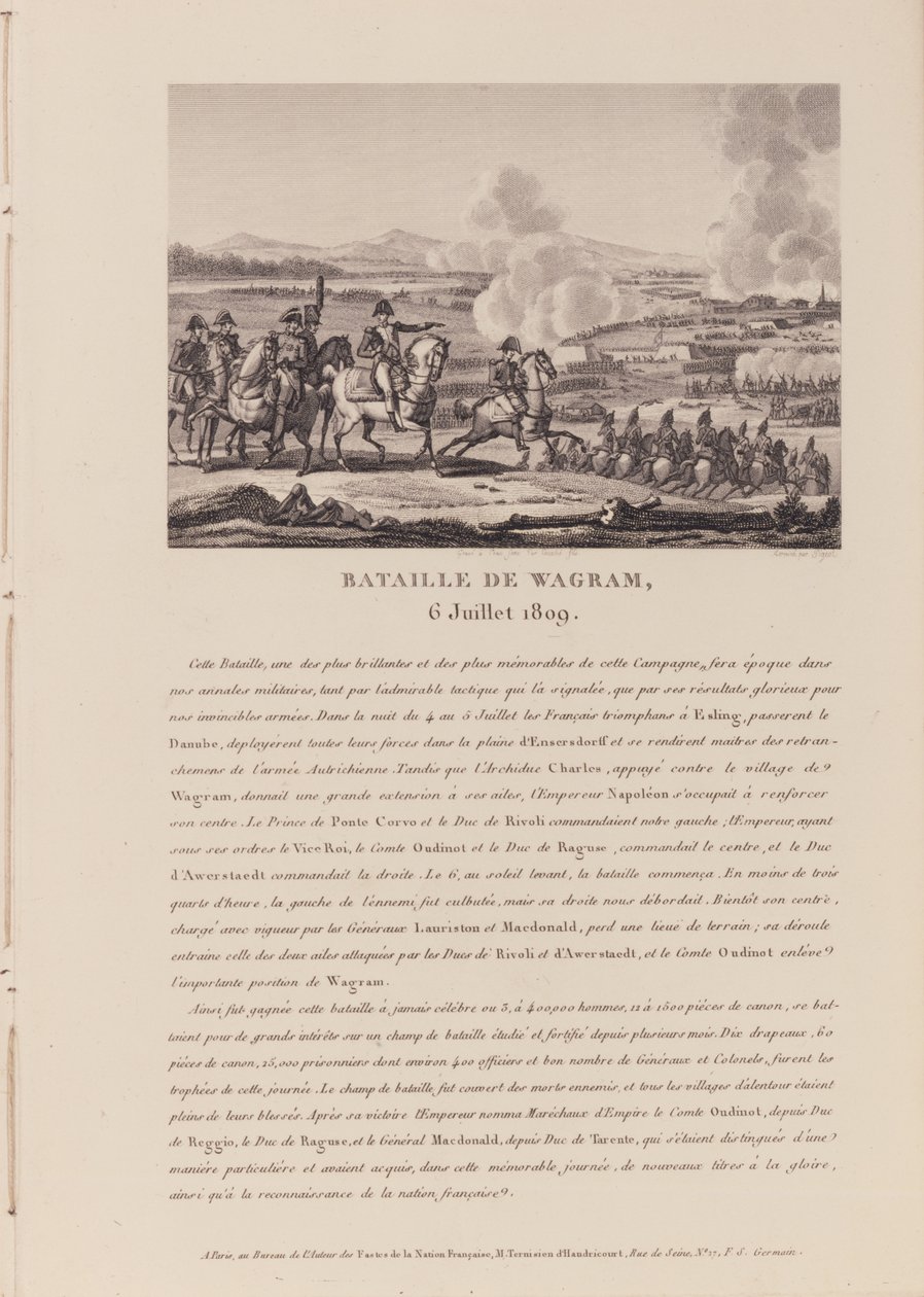 Slaget ved Wagram 6. juli 1809 (litho) av French School