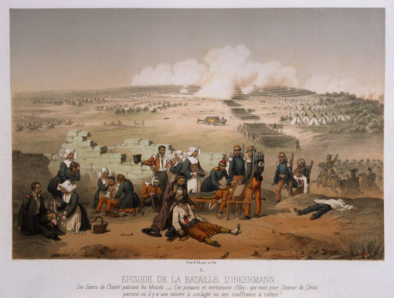 Slaget ved Inkerman den 5. november 1854 fra War in the Crimea, utgitt av Lemercier et Cie, Paris, 1856 av French School
