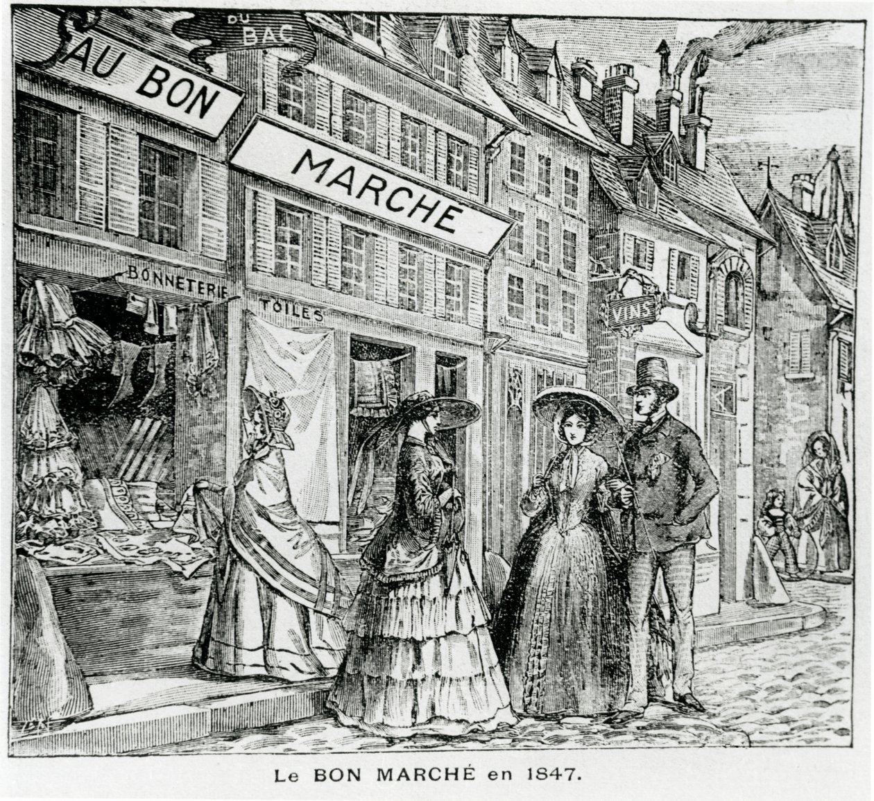 Bon Marché-butikken i rue du Bac, Paris i 1847 av French School