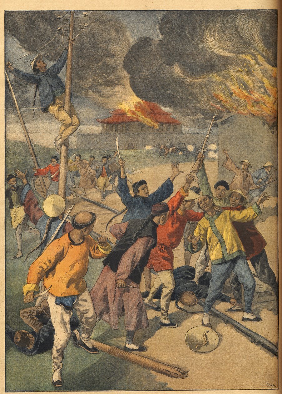 The Boxer Rebellion in China - Events of China. The Boxers. Illustration for Le petit Journal, 24 June 1900. av French School