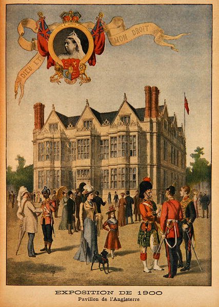Den britiske paviljongen på verdensutstillingen i 1900, Paris, illustrasjon fra Le Petit Journal, bilagsillustre, 5. august 1900 av French School
