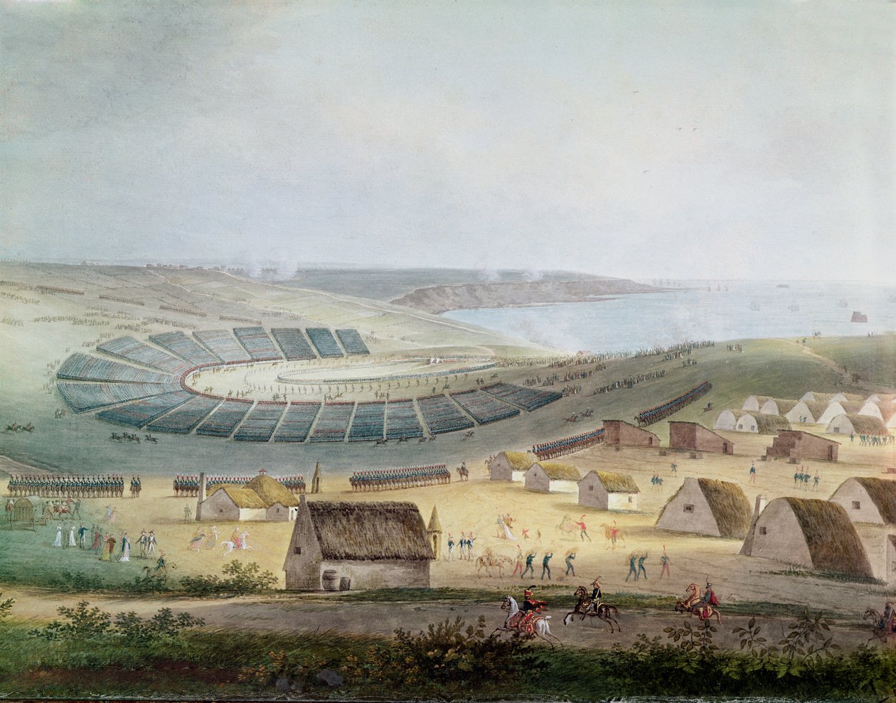 Leiren i Boulogne i juli 1804, 1809 (wc på papir) av French School