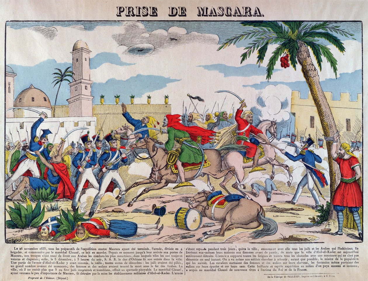 Capture of Mascara av franskmennene kommandert av Bertrand Clauzel i 1835 av French School
