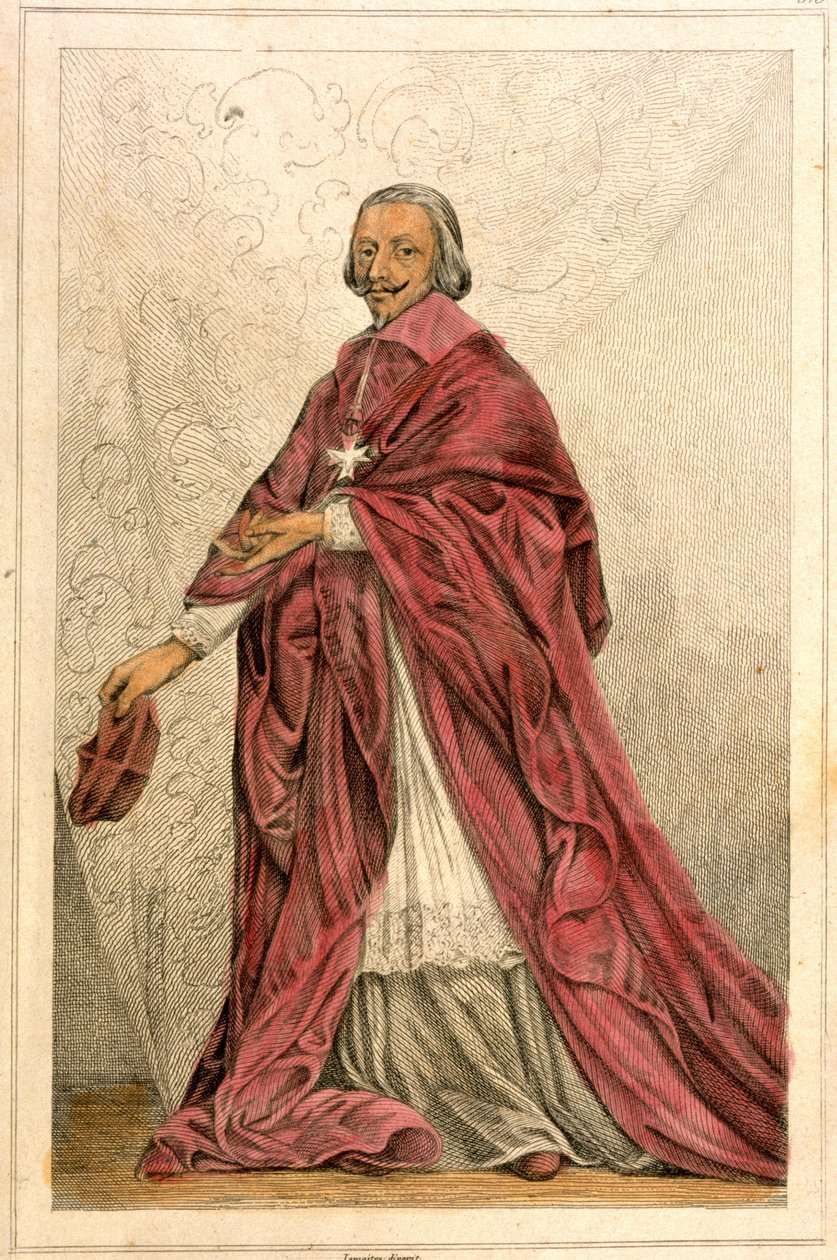 The Cardinal of Richelieu (1585- 1642) - Engraving 19th century. av French School