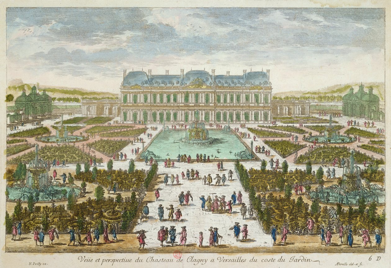Chateau og hage i Clagny i Versailles av French School
