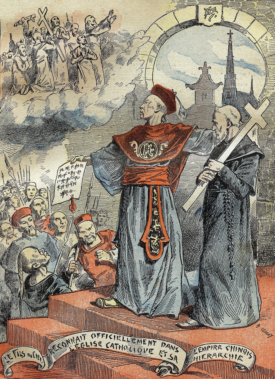 Den kinesiske keiseren Guangxu (Kouang-siu eller Kouang Siu) (1872-1908) anerkjente offisielt den katolske kirken og dens hierarki. Gravering i "" Le Pelerin"" 25.05.1899. av French School
