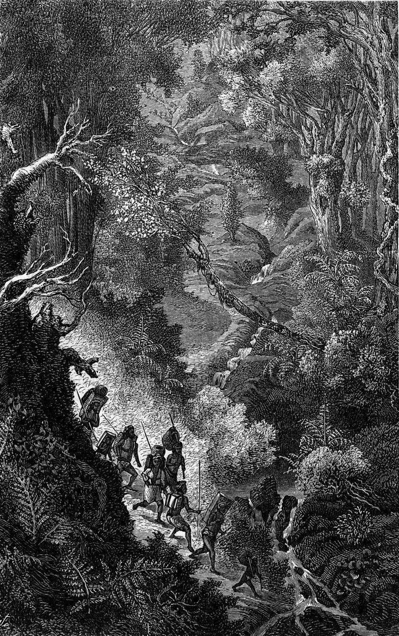 The Chinese Empire: the Yunnan and Tonkin border route. Engraving in “” Le Journal de la jeunesse”” av French School